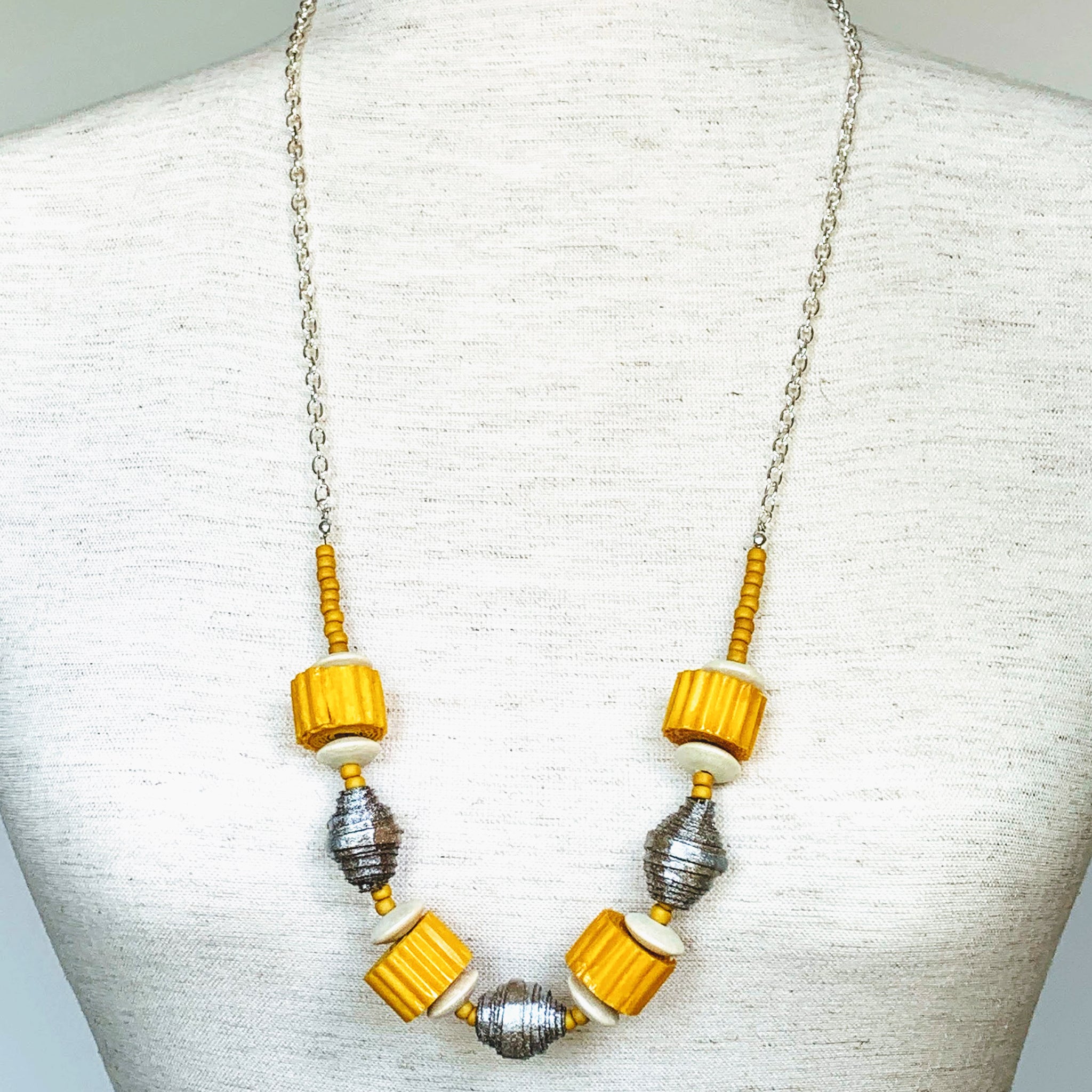 Yellow and Silver Color Necklace - Image 2