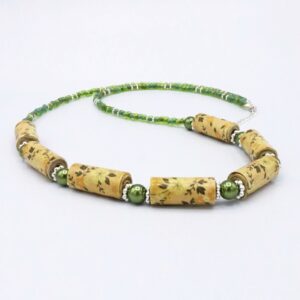 Floral Beige and Green Necklace
