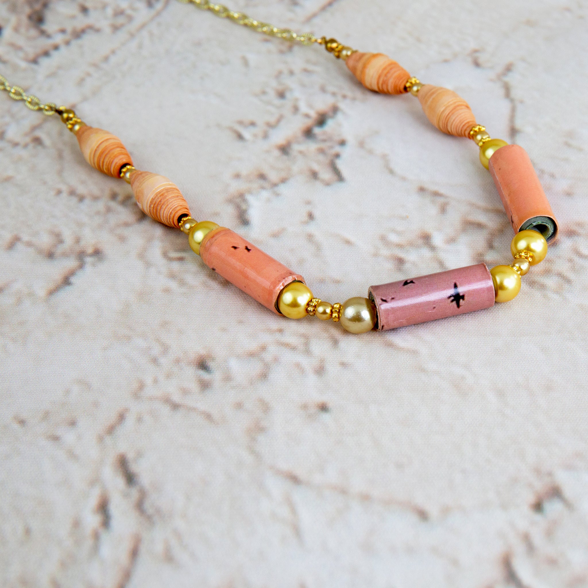 Blush Rose and Beige Necklace - Image 3