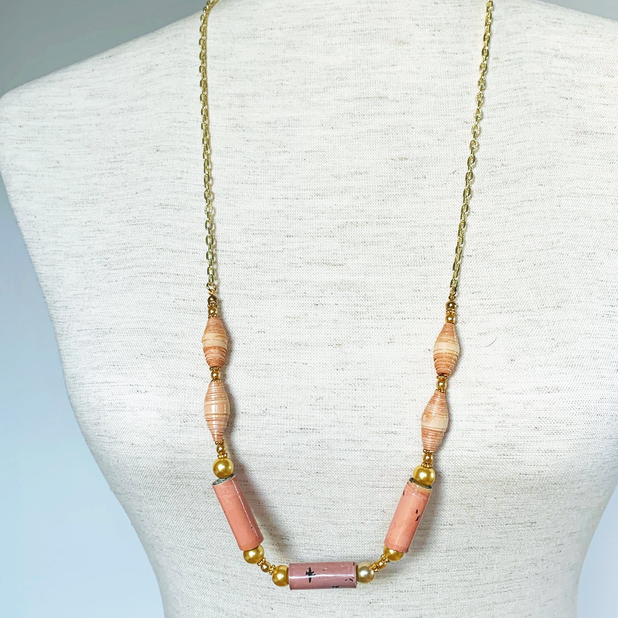 Blush Rose and Beige Necklace - Image 2