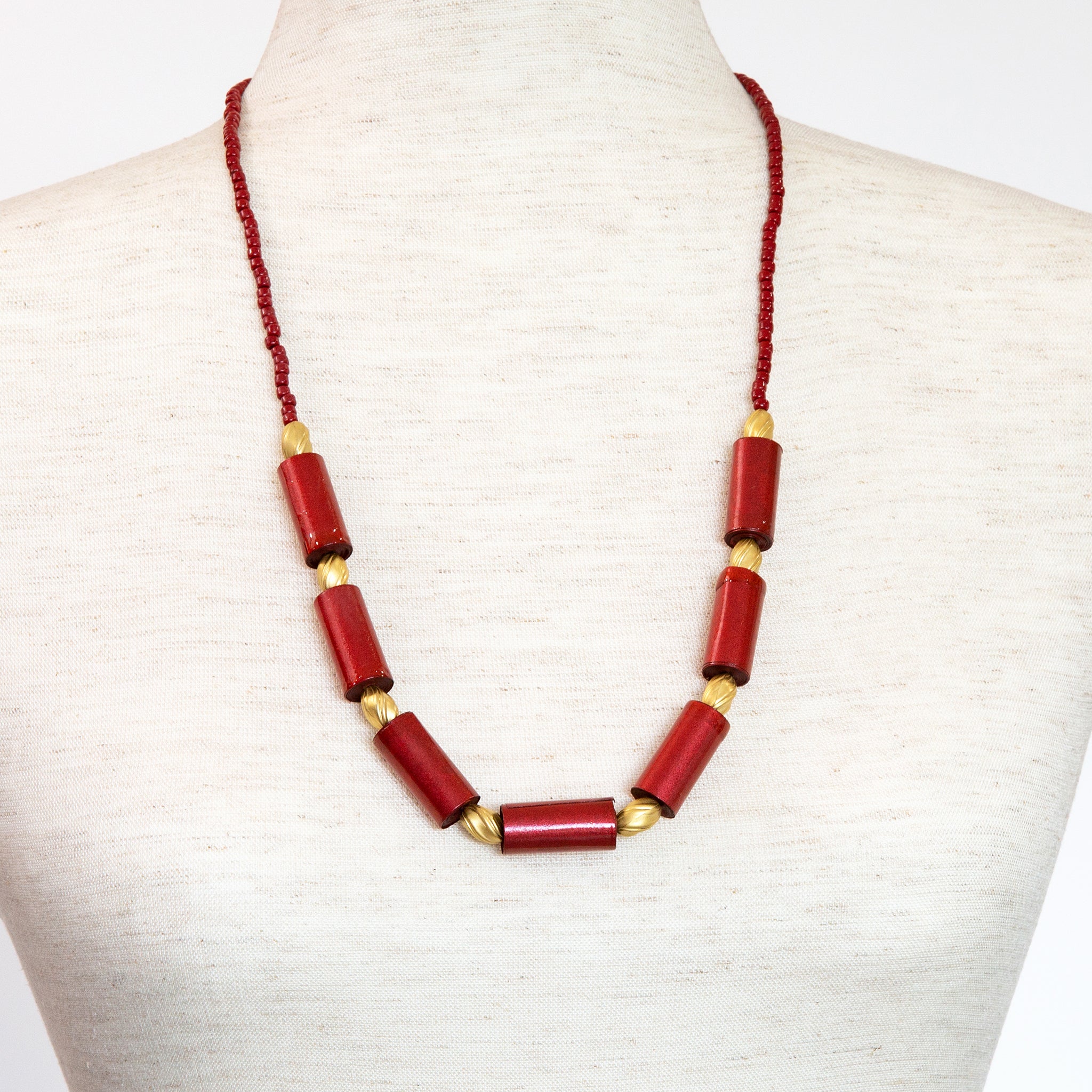 Crimson and Gold color Necklace - Image 3