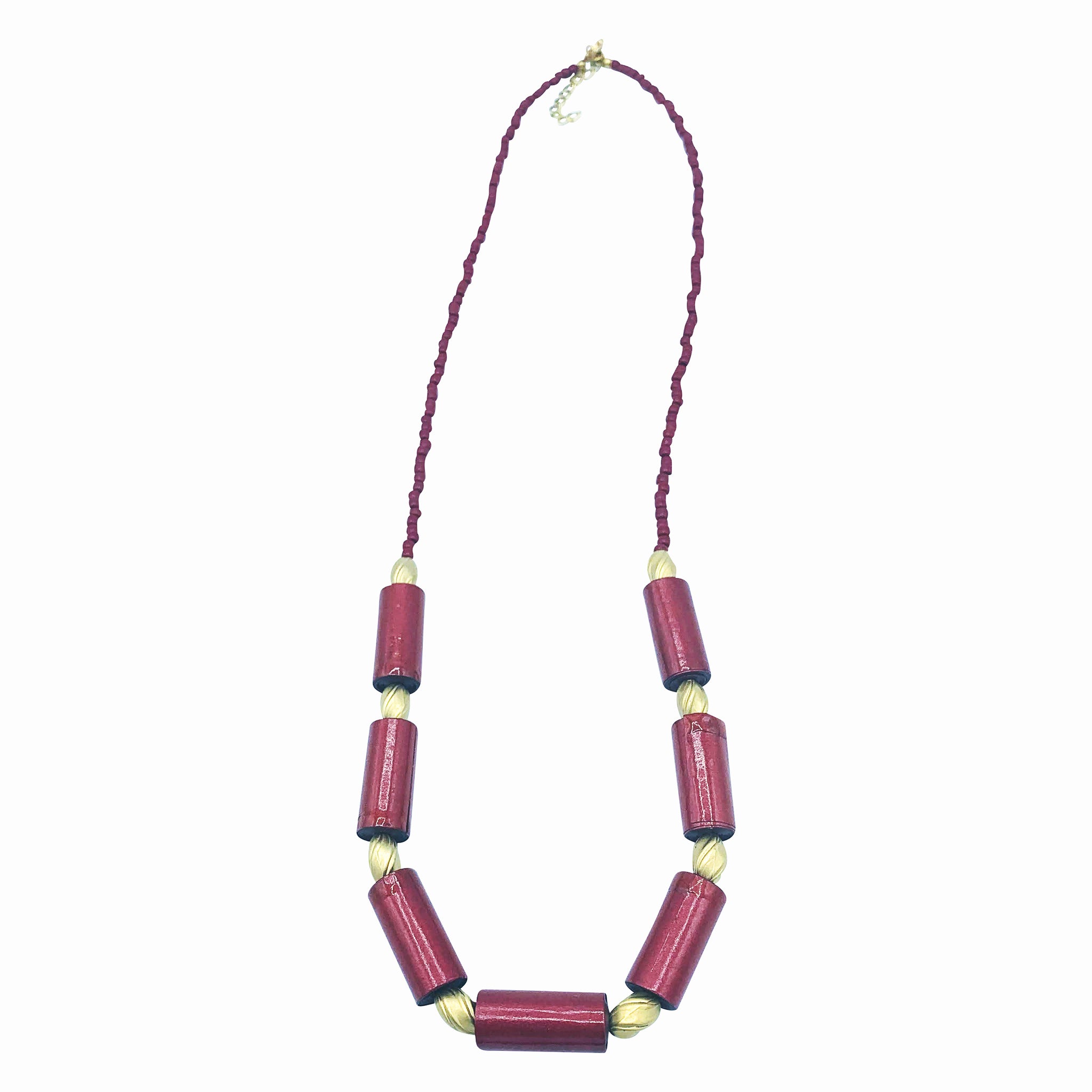 Crimson and Gold color Necklace - Image 2