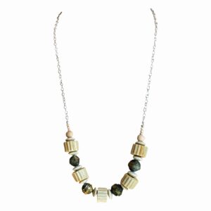 Long Beige and Silver Color Necklace