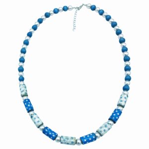 Blue and White with Stars Necklace