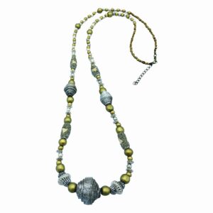 Statement Necklace in Hues of Silver and Gold