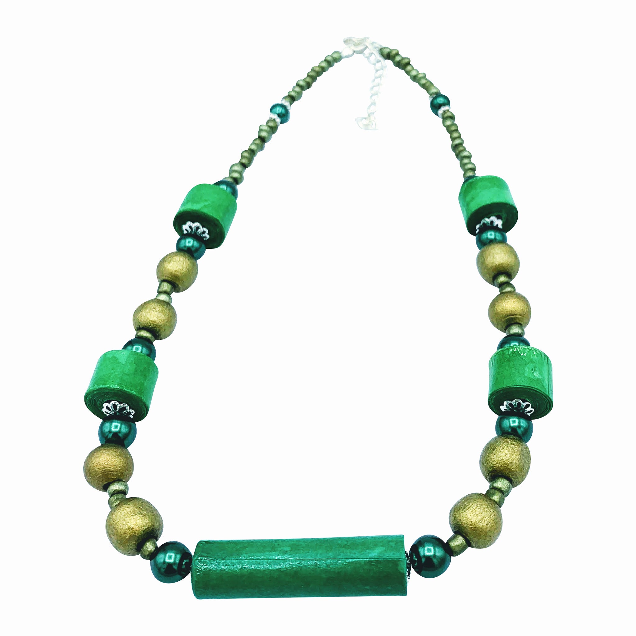 Green and Gold Tone Necklace