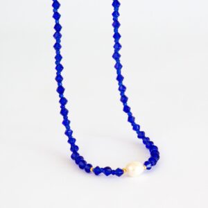 Night Blue and Pearl Necklace