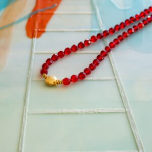 Red Sunset Necklace with Pomegranate