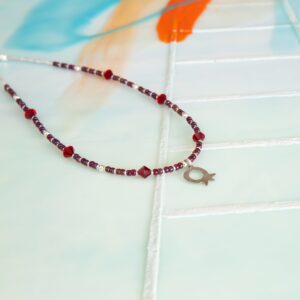 Crimson Red and Silver Pomegranate