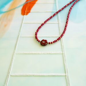 Crimson and Gold Necklace with Star